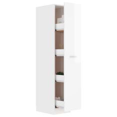 Greatstore magasfényű fehér forgácslap patikaszekrény 30 x 42,5 x 150 cm