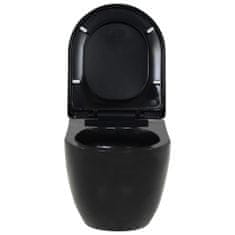 Vidaxl fekete falra szerelhető kerámia WC rejtett öblítőtartállyal 3054479
