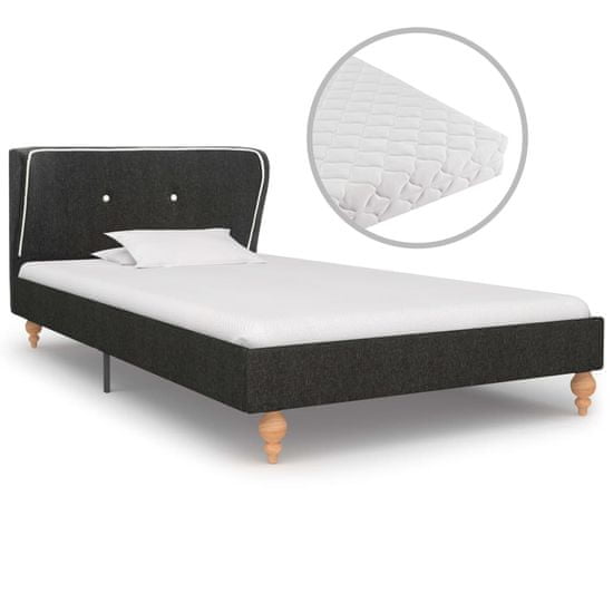 shumee sötétszürke zsákvászon ágy matraccal 90 x 200 cm