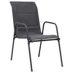 Greatstore 2 db antracitszürke rakásolható acél és textilén kerti szék