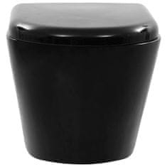 Vidaxl fekete falra szerelhető kerámia WC rejtett öblítőtartállyal 3054478