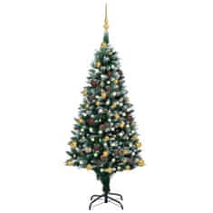 Greatstore műkarácsonyfa LED-ekkel, gömbszettel és tobozokkal 150 cm