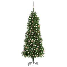 shumee zöld fél műkarácsonyfa LED-ekkel és gömbszettel 240 cm 