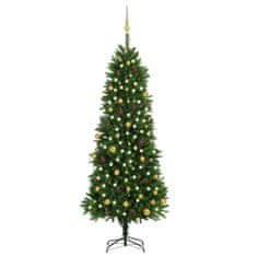 shumee zöld fél műkarácsonyfa LED-ekkel és gömbszettel 240 cm