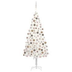 shumee fehér műkarácsonyfa LED-ekkel és gömbszettel 240 cm 