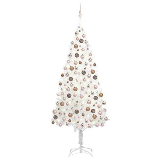 shumee fehér műkarácsonyfa LED-ekkel és gömbszettel 240 cm