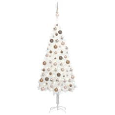 shumee fehér műkarácsonyfa LED-ekkel és gömbszettel 180 cm 
