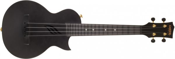 gyönyörű modern koncert ukulele Cascha HH 2258 Carbon Fibre Ukulele Set Black, fekete matt 18 bundos teljes hangzás műanyagból készült gazdag felszereltség gyönyörű ajándékként is gyönyörű
