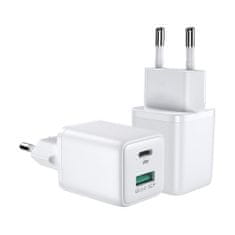 Joyroom Mini Fast Charger hálózati töltő adapter USB / USB-C 30W PD QC, fehér