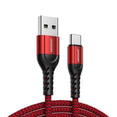 Joyroom N10 3x kábel USB / USB-C 0.25m + 1.2m + 2m, piros