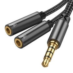 Joyroom Splitter audio kábel 3.5mm mini jack / 2x 3.5mm mini jack M/F, fekete