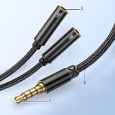 Joyroom Splitter audio kábel 3.5mm mini jack / 2x 3.5mm mini jack M/F, fekete