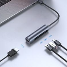 Joyroom 4in1 HUB adapter 2x USB 3.0 / USB-C 100W / HDMI 4K, szürke