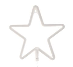 BigBuy Csillag alakú NEON LED dekor lámpa és éjjeli lámpa meleg fehér fénnyel - elemmel és USB-ről is működik - 28 cm (BB-11351)