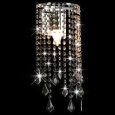 Greatstore ezüstszínű négyszögletes fali lámpa kristálygyöngyökkel E14