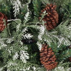 shumee zöld és fehér karácsonyfa LED-ekkel és fenyőtobozokkal 195 cm