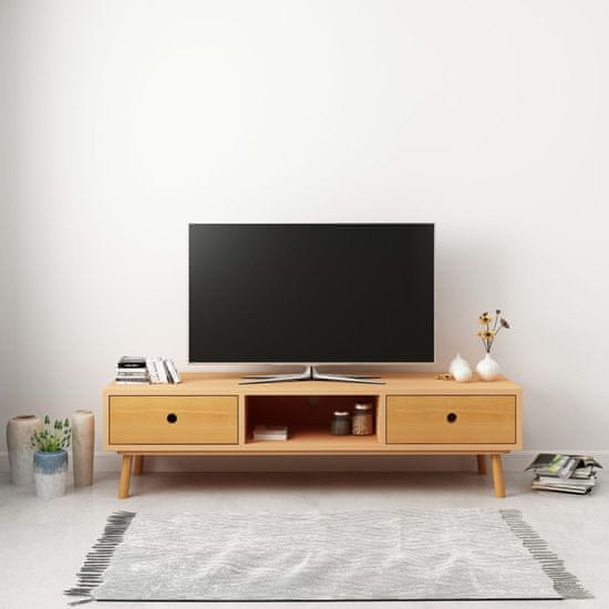 shumee tömör fenyőfa TV-szekrény 120 x 35 x 35 cm