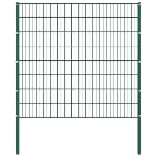 shumee zöld vas kerítéspanel oszlopokkal 1,7 x 1,6 m