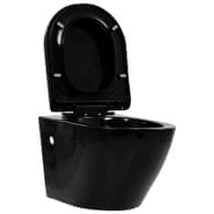 Greatstore fekete kerámia perem nélküli fali WC