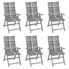 shumee 6 db dönthető tömör akácfa kerti szék párnával