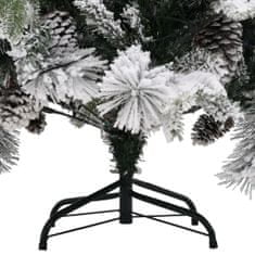 shumee PVC/PE karácsonyfa pelyhes hóval, LED-ekkel, tobozokkal 225 cm