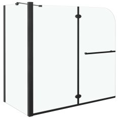 Greatstore fekete ESG zuhanykabin összecsukható ajtóval 120 x 68 x 130 cm