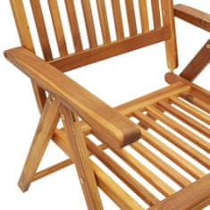 Greatstore 3 db összecsukható tömör akácfa kerti szék párnával
