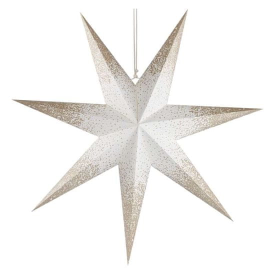 EMOS Függő papírcsillag arany csillámmal a széleken, fehér, 60 cm, benti