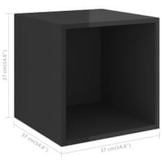 Greatstore magasfényű fekete forgácslap faliszekrény 37 x 37 x 37 cm