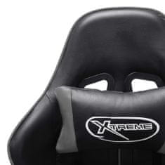 Greatstore fekete és szürke műbőr gamer szék lábtámasszal