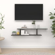 Greatstore fekete forgácslap fali TV-polc 125 x 18 x 23 cm