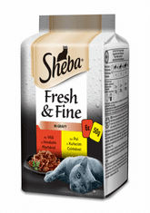 Sheba Fresh & Fine alutasakok macskáknak, exkluzív keverék mártásban, 72x50 g