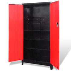 shumee fekete és piros 2 ajtós acél szerszámos szekrény 90x40x180 cm