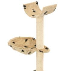 shumee bézs, mancsmintás macskabútor szizál kaparófákkal 105 cm