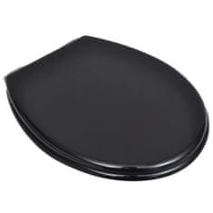 Greatstore lassan csukódó egyszerű tervezésű fekete MDF WC-ülőke
