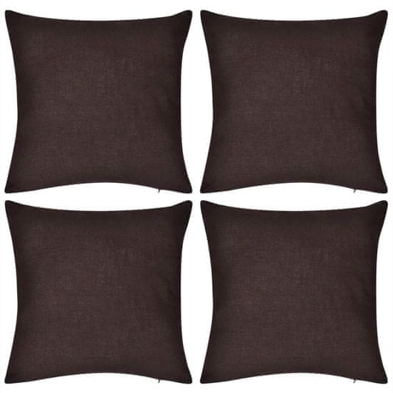 shumee 130915 4 Brown Cushion Covers Cotton 80 x 80 cm
