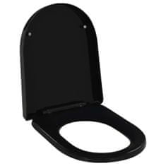 Greatstore fekete gyorsan szerelhető WC-ülőke lassan csukódó fedéllel