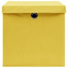 Greatstore 10 db sárga szövet tárolódoboz fedéllel 32 x 32 x 32 cm