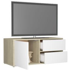 shumee fehér-sonomatölgy színű forgácslap TV-szekrény 80 x 34 x 36 cm