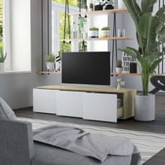 shumee fehér és sonoma tölgy színű forgácslap TV-szekrény 120 x 34 x 30 cm