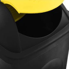 Greatstore fekete és sárga szemeteskuka lengőfedéllel 60 L