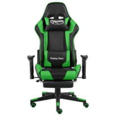 Greatstore zöld PVC forgó gamer szék lábtartóval