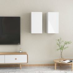 shumee 2 db magasfényű fehér forgácslap TV-szekrény 30,5 x 30 x 60 cm