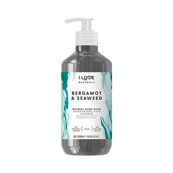 I Love Cosmetics Hidratáló folyékony kézszappan Naturals Bergamot & Seaweed (Hand Wash) 500 ml