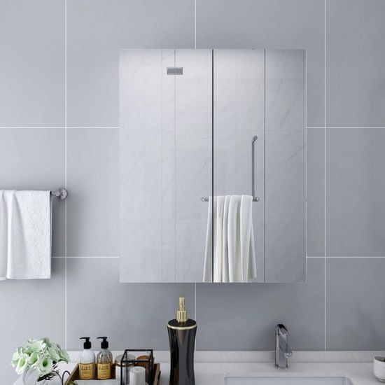 shumee fehér MDF tükrös fürdőszobaszekrény 60 x 15 x 75 cm