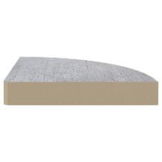 Greatstore 2 db betonszürke MDF fali sarokpolc 25 x 25 x 3,8 cm