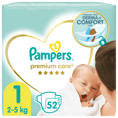 Pampers Premium Care Pelenka, 1-es méret, 52 db, 2-5 kg