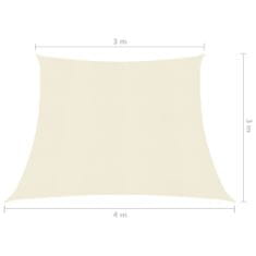 Greatstore krémszínű HDPE napvitorla 160 g/m² 3/4 x 3 m
