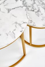 Halmar Kerek tárgyalóasztal (2 db) Paola - fehér márvány / aranysárga