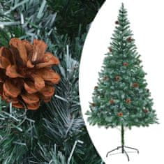 Greatstore műkarácsonyfa LED-ekkel, gömbszettel és tobozokkal 210 cm